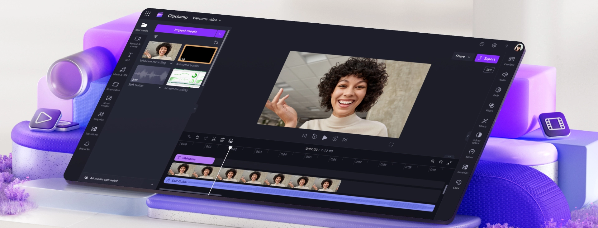 Graba y edita tu video con Clipchamp